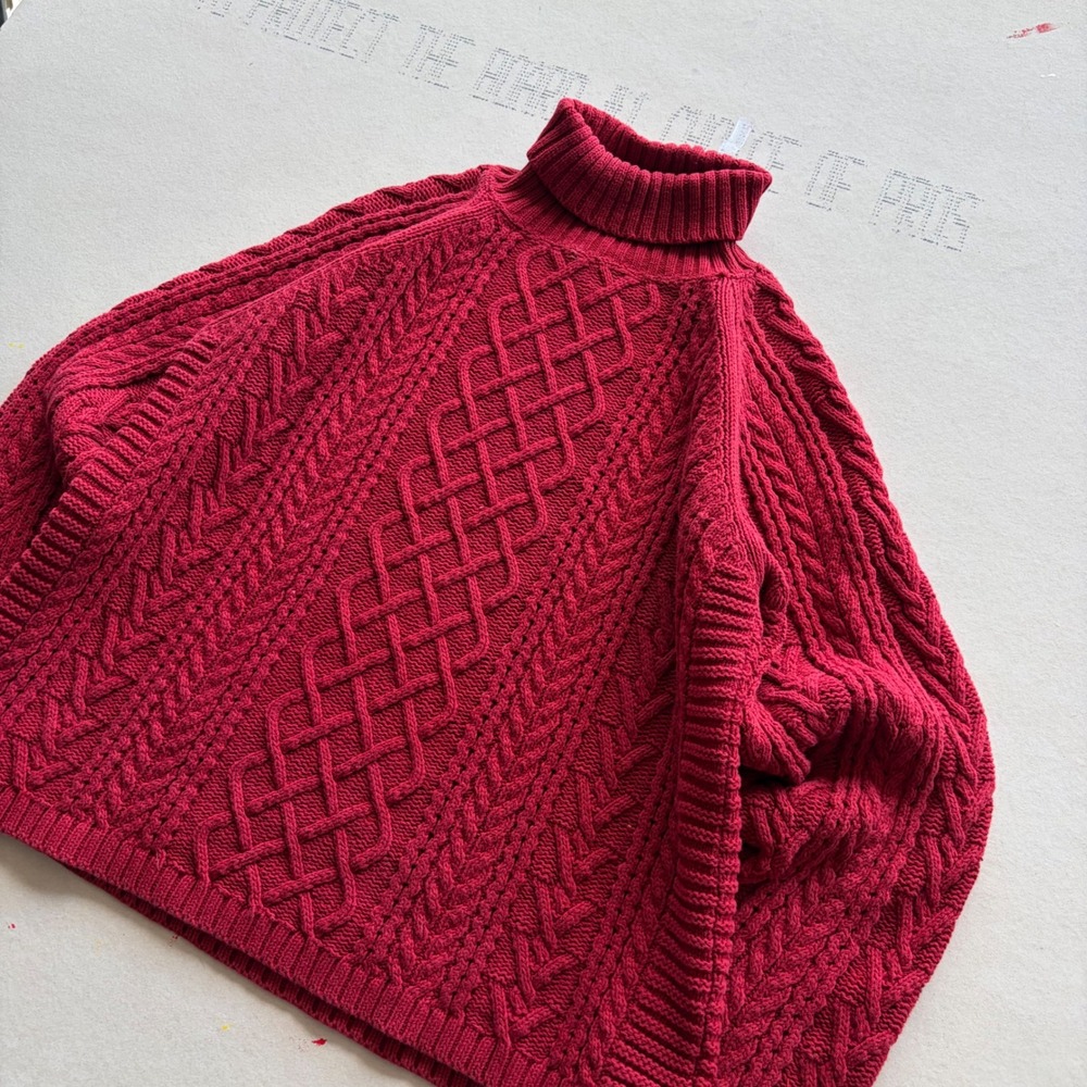 Vintage 90s LL Bean Cable Knit Turtleneck Sweater